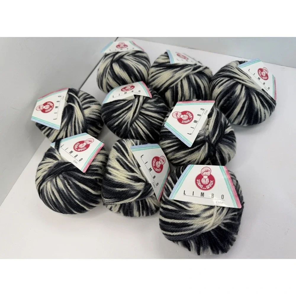 Stahl Wolle Limbo Yarn Lot Of 9 100%‎ Virgin Wool Ombre Black Grey Cream